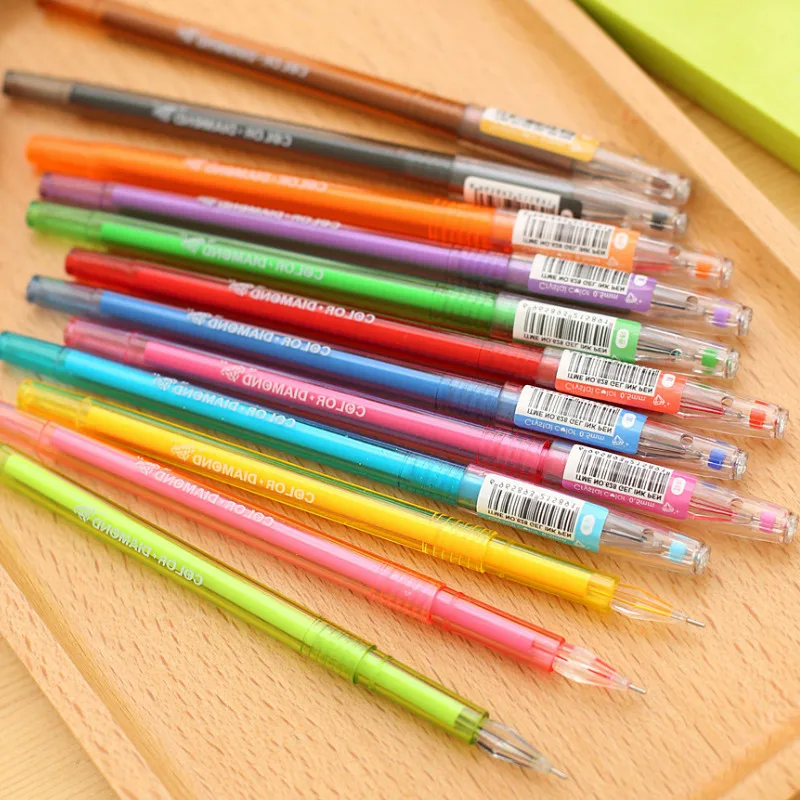 

New Korean Stationery fresh and simple Candy Color lovely Color Neutral Pen 12 Color Creative Water Pen drill Stone
