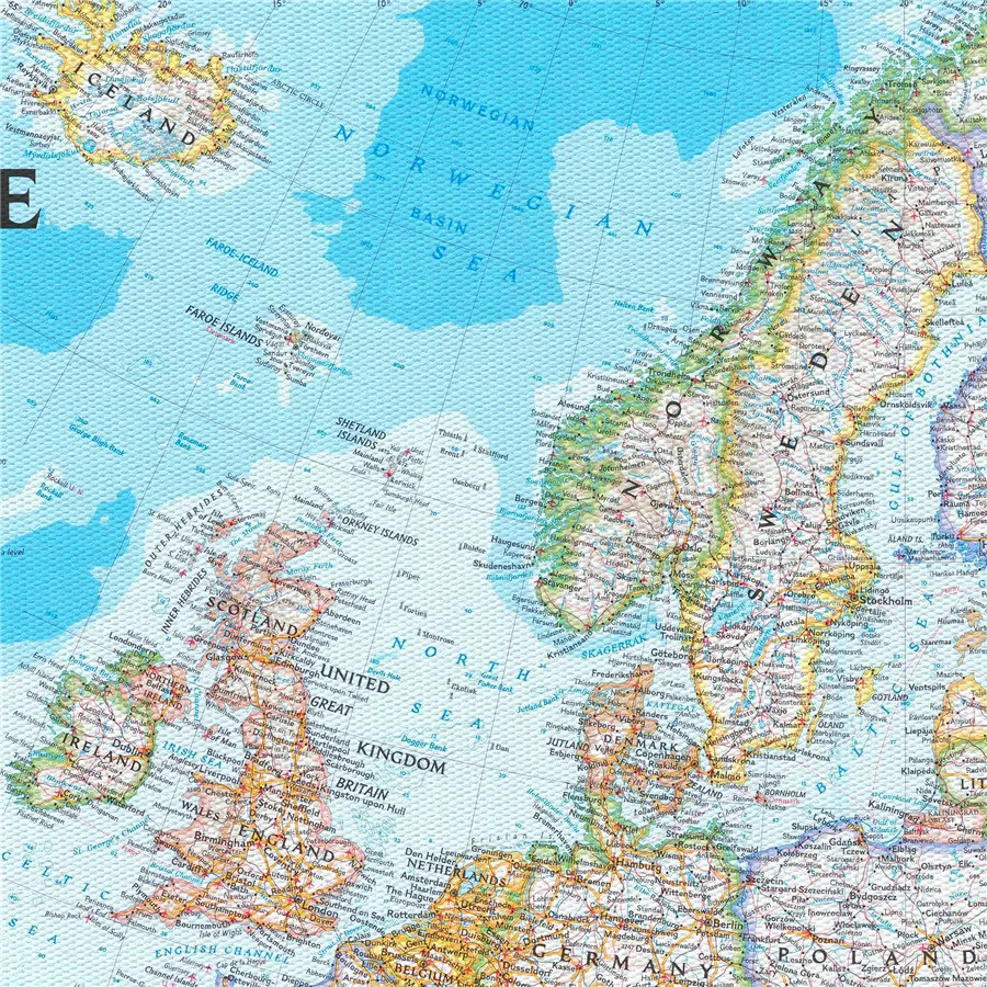 Европа, карта, изысканный дизайн, нежная текстура, комплексная печать, холст, наклейка на стену, домашний декор, образование, обучение