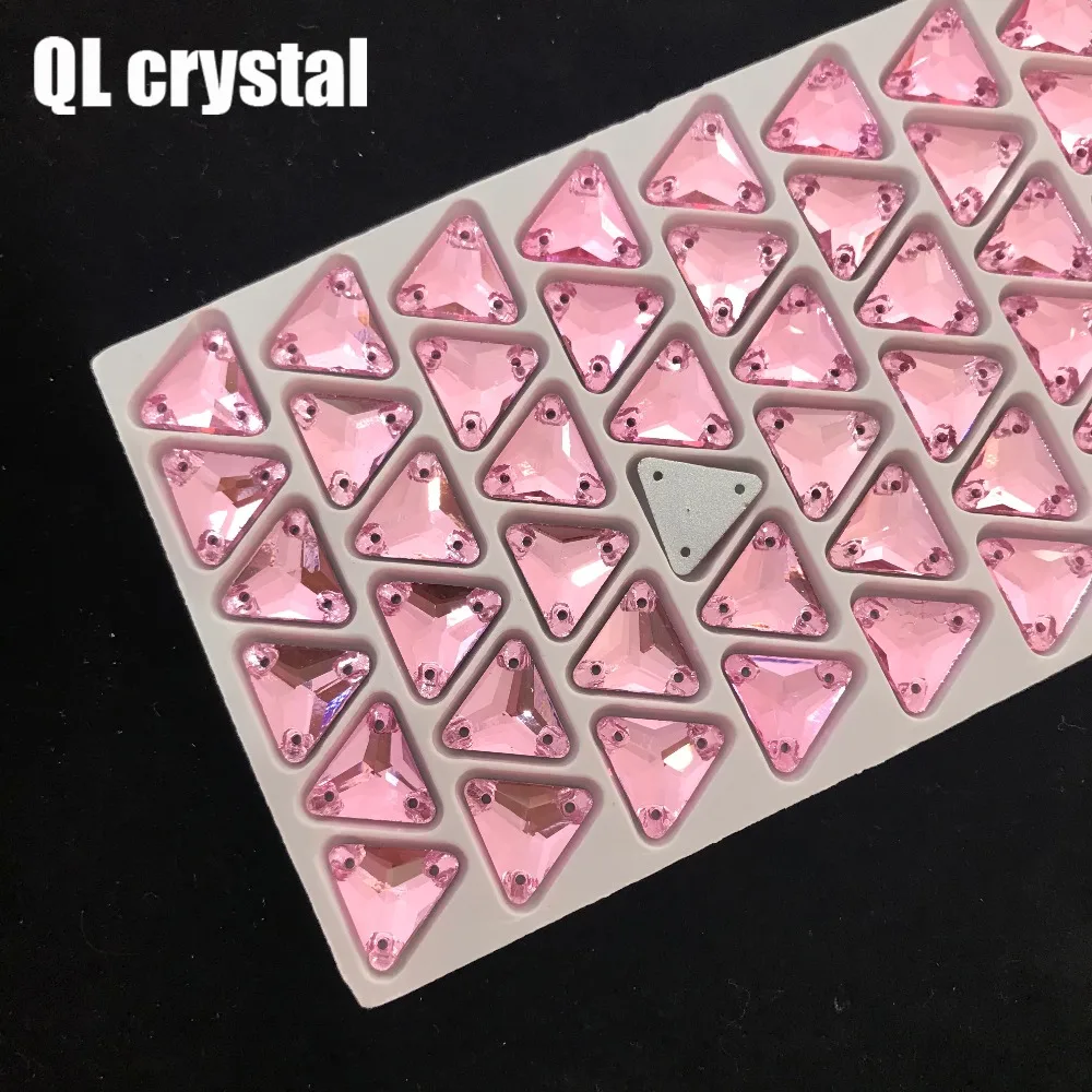 QL Кристалл 12x12 мм розовый три угла пришить для Diy свадебное платье Одежда обувь