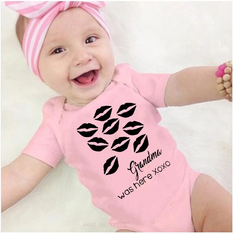 Модный комбинезон с надписью Grandma was here для новорожденных roupa menina короткими