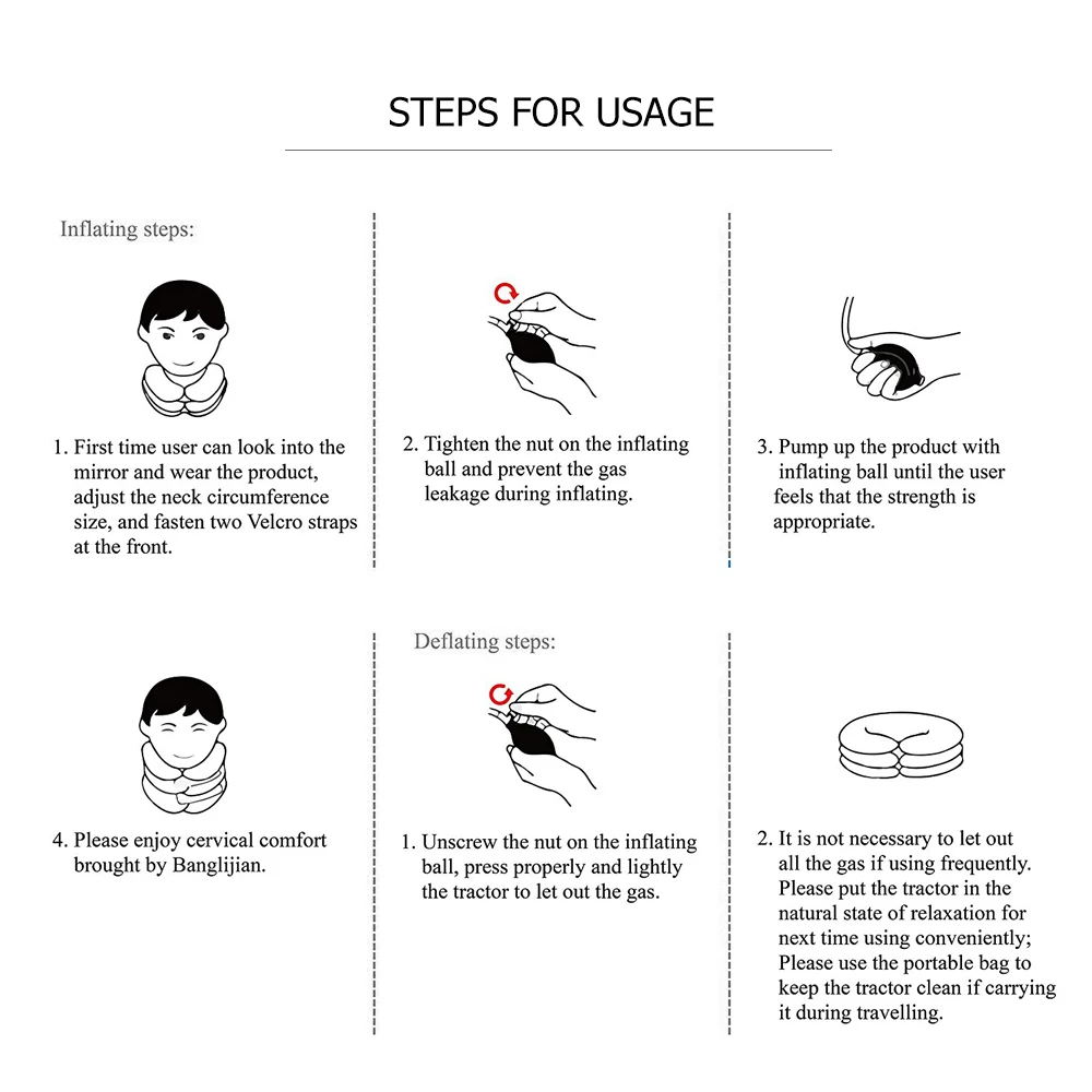 

Neck Support Soft Neck Cervical Collar Pillow Inflatable Air Neck Traction Pain Stress Relief Neck Stretcher Apparatus Device