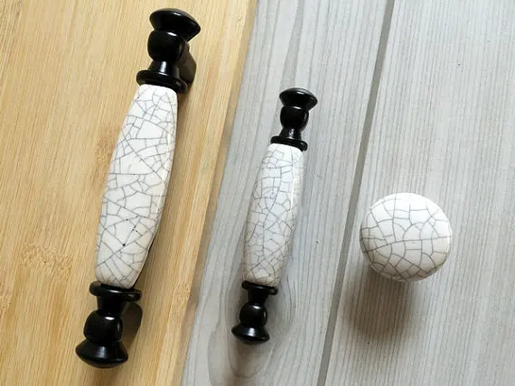 2.5 "3.75" дверь ящик тянет ручки черный белый цвет треск фарфора Кухня кабинет