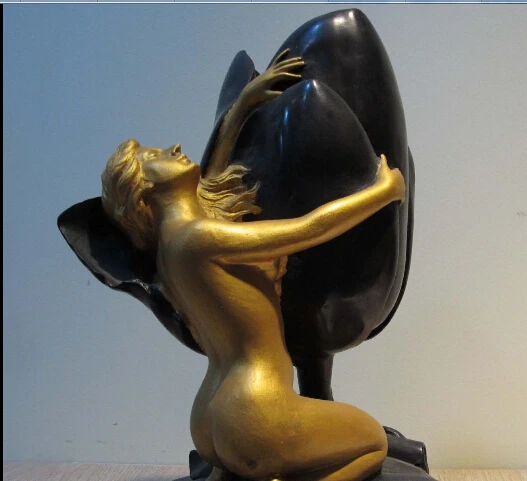 Западная ХУДОЖЕСТВЕННАЯ медная Бронзовая статуэтка мраморная основа Лотос