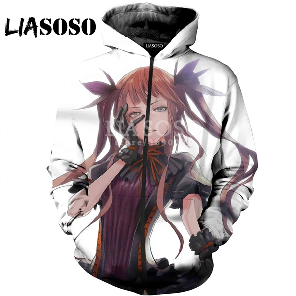 LIASOSO, новинка, 3D принт, для женщин и мужчин, худи с капюшоном, аниме, сексуальная девушка, маска, толстовки на молнии, куртка для отдыха, Harajuku, хип-хоп, X0422 - Цвет: 2