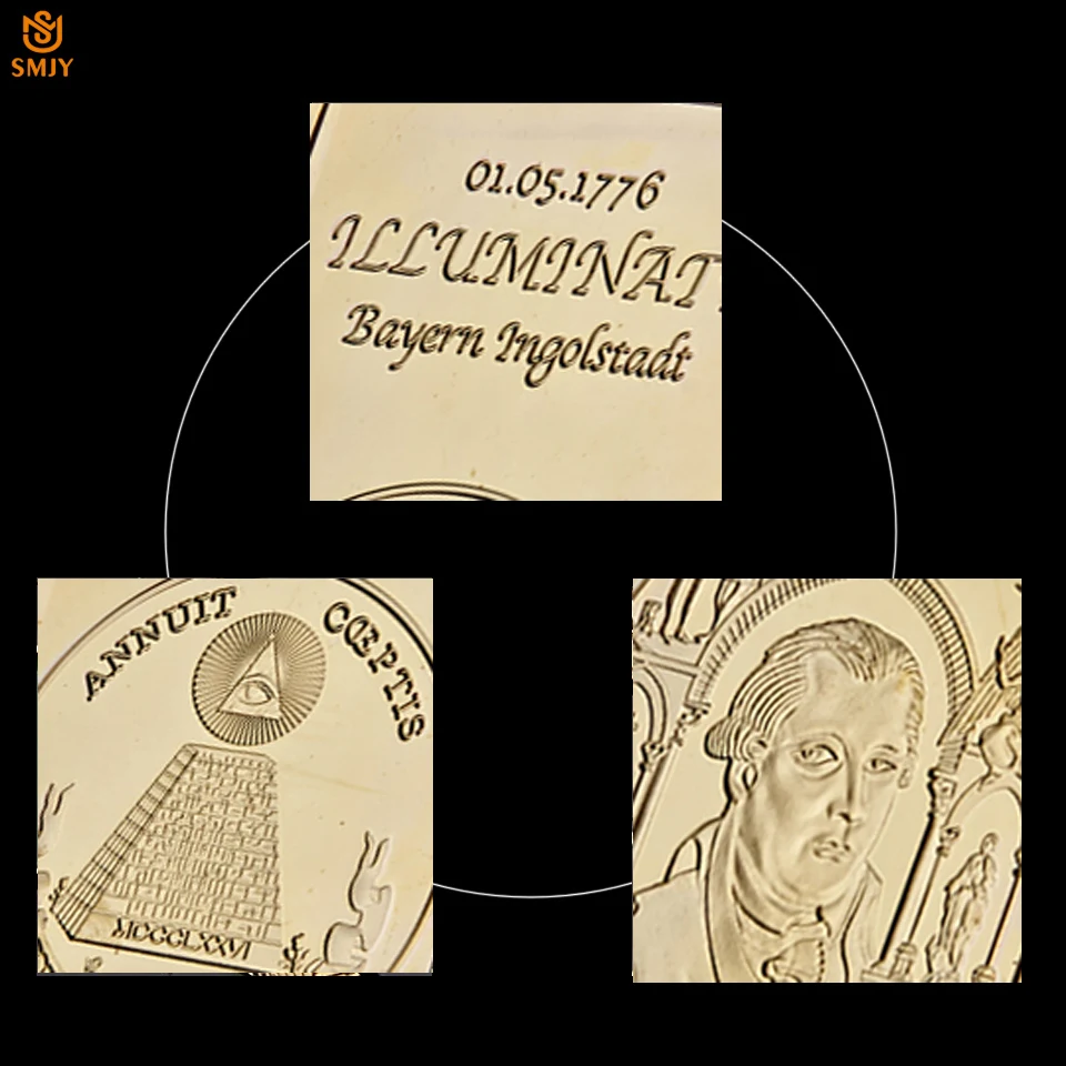 1776 символ масонов мира Редкие Иллюминаты Novus Ordo Seclorum позолоченные металлические реплики Золотой бар коллекционные вещи для подарка