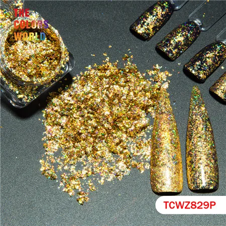 TCWZ829P 1g TCWZ829P высококачественный голографический Галактический голографический лазер золотые хлопья для украшения ногтей гель для ногтей и другие украшения - Цвет: TCWZ829P 1g