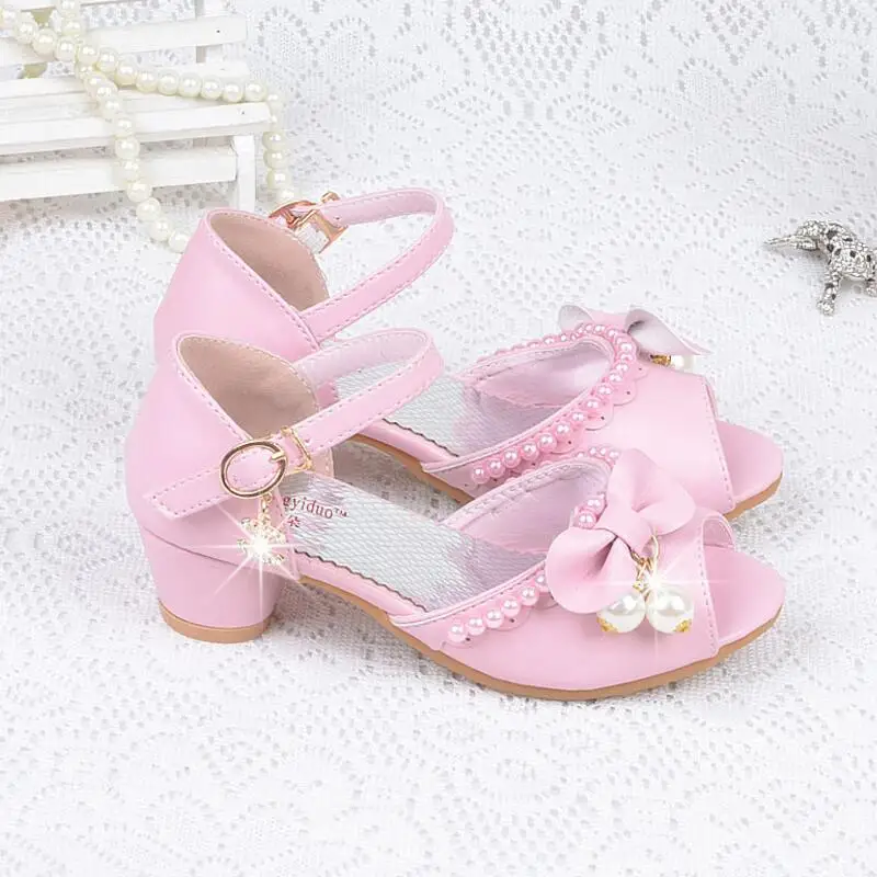Новинка детские сандалии принцессы свадебные кожаные туфли с жемчугом для