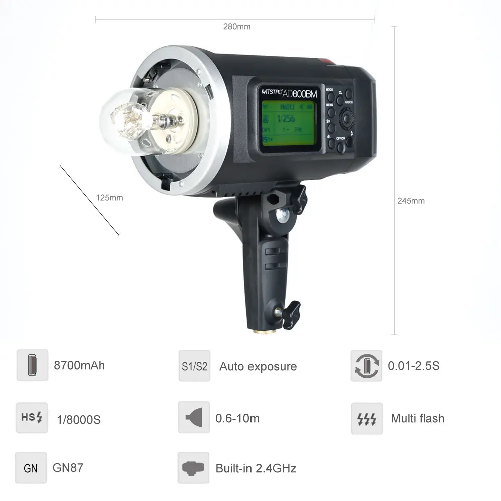 Godox AD600BM Bowens крепление 600Ws GN87 Высокоскоростная синхронизация наружная вспышка