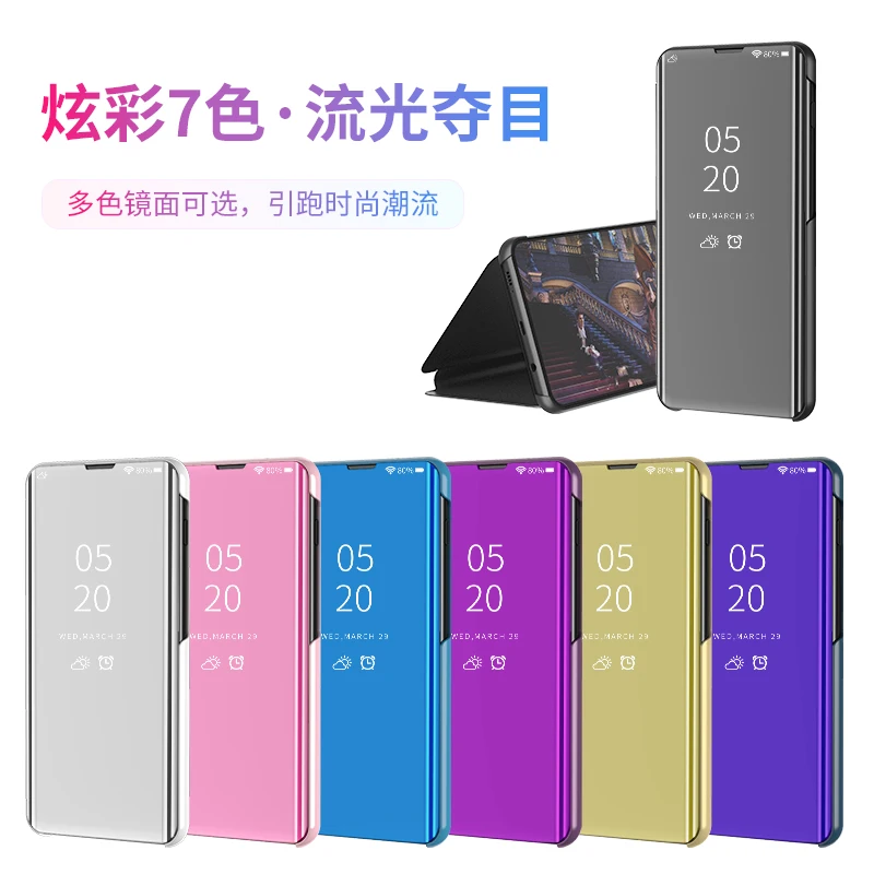 

Smart Flip Stand Mirror Case For Samsung Galaxy M20 Case Clear View PU Leather Cover For Samsung Galaxy M10 Case Cover