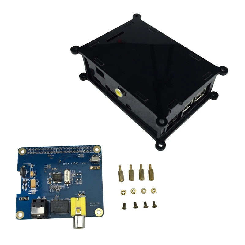 Raspberry Pi 3 B Plus HIFI DiGi I2S SPDIF цифровая звуковая видеокарта с черным акриловым чехлом