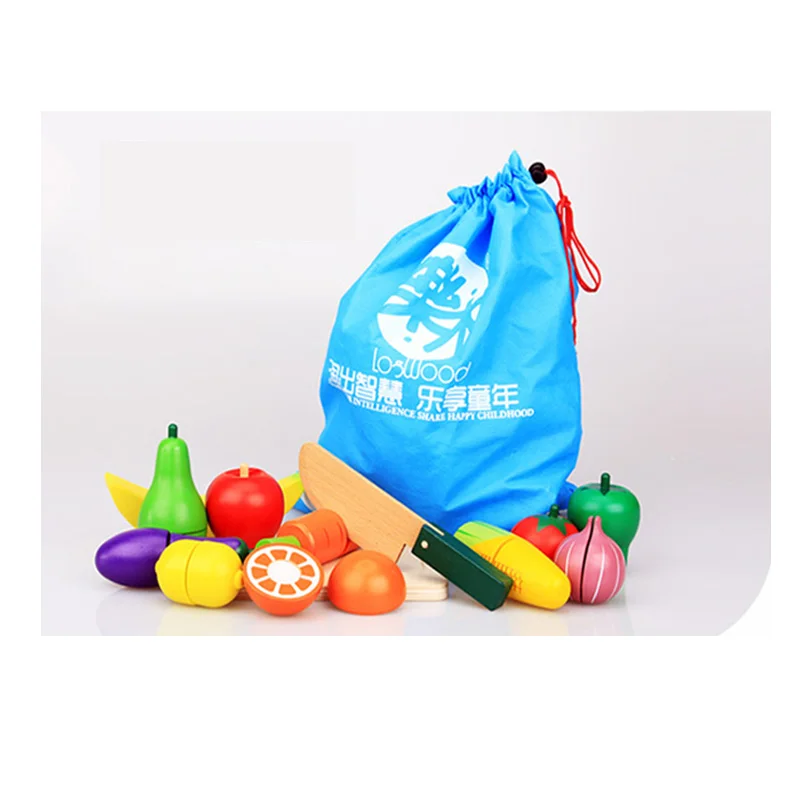 

15PCS/SET Wooden Kitchen Toys Cutting Fruit Vegetable Play Food Kids Wooden fruit Toy fruit and vegetables food toy