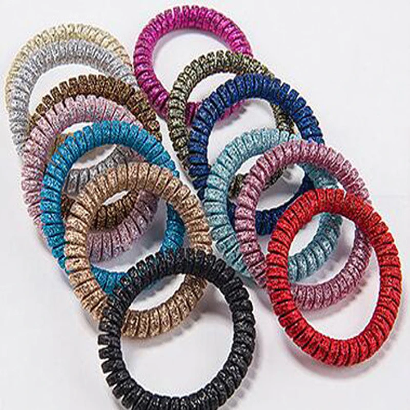 

Wholesale 5PCS Random Color Fabric Telephone Wire Hair Band Wrapped Cloth Holder Elastic Phone Cord Line Tie