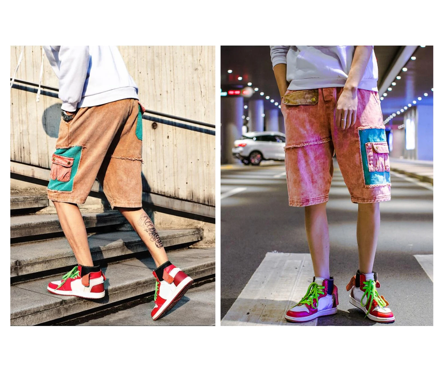 

Men’s Cotton Jeans Denim Cargo Shorts, Summer Street Fashion Short Trousers for Adolescents and Young Boys, Hip Hop Style Shorts
