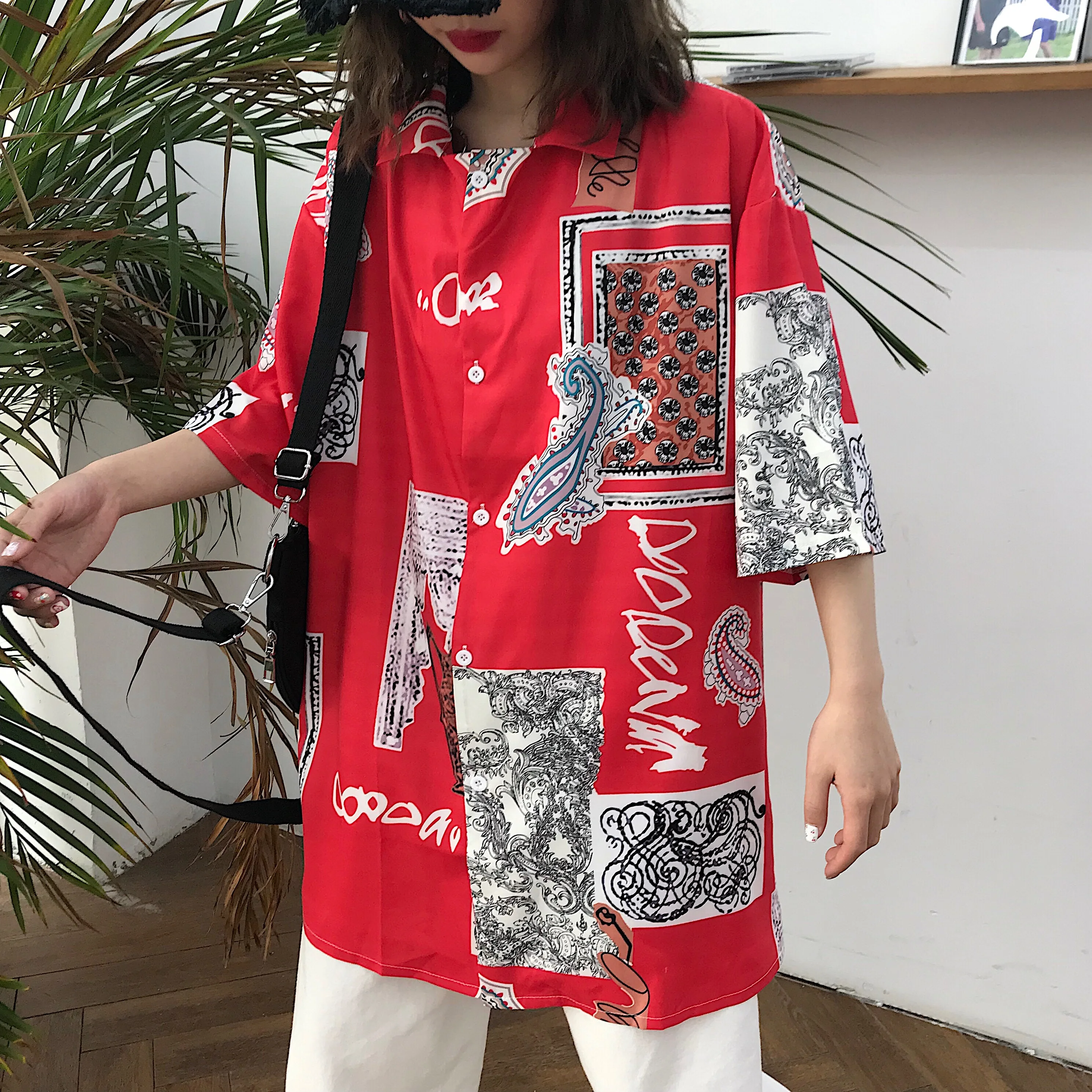 Негабаритный летний корейский harajuku женская одежда уличная свободная винтажная