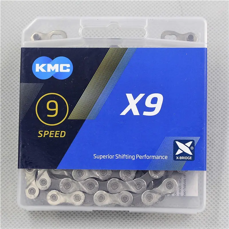 Велосипедная цепь KMC X8 X9 X10 X10SL X11 X11SL X12 7S 8S 9S 10S 11S 12S для MTB/шоссейного велосипеда Shimano/SRAM 8 9 10 11 скорость 116л/цепь - Цвет: X9 9S 116L