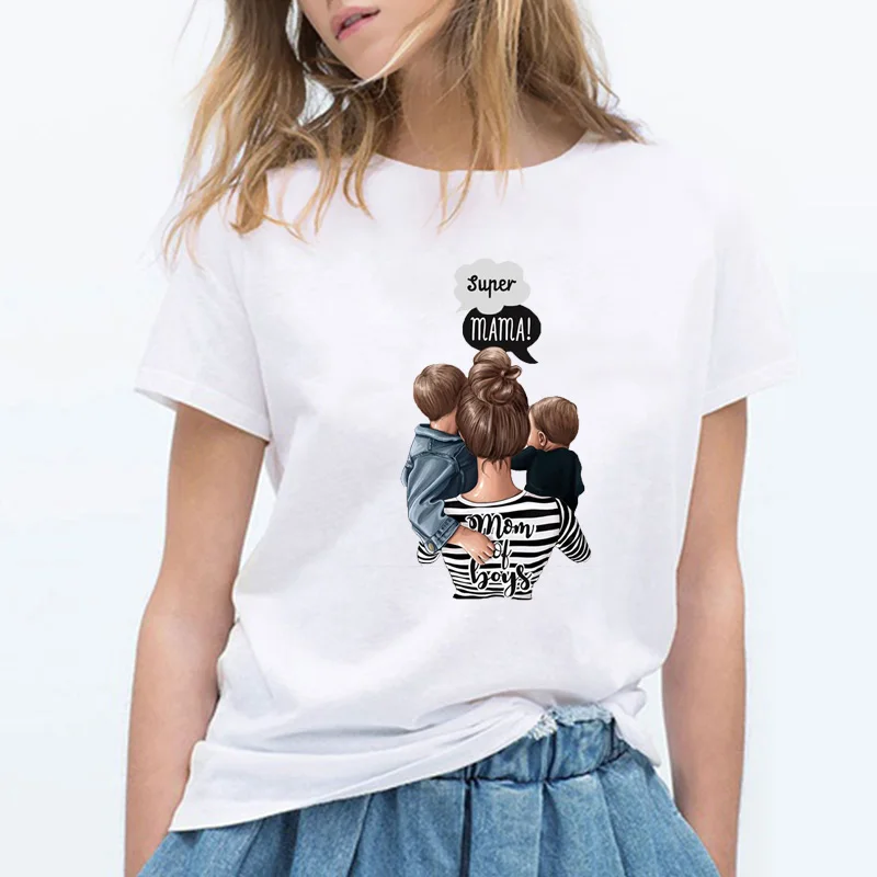 Футболка Super Mama для женщин, День матери, Harajuku, Kawaii, белая футболка, летняя футболка, футболка, femme, топы для мам, Корейская одежда