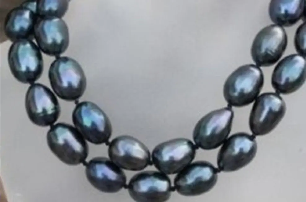 БЕСПЛАТНАЯ ДОСТАВКА&gt&gt&gt 8-9 мм черный южного моря барочное ожерелье перлы 32 &quot^^^@^