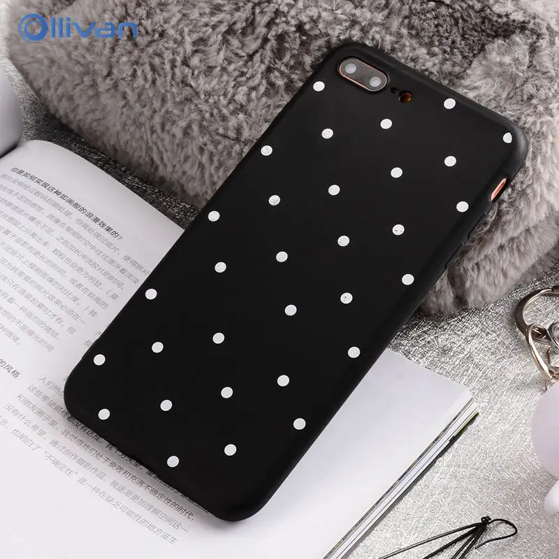 Ollivan Silicone Case For iPhone 8 Soft TPU Point Pattern 6 6s 7 Plus Back Cover 360 Degree Pink |