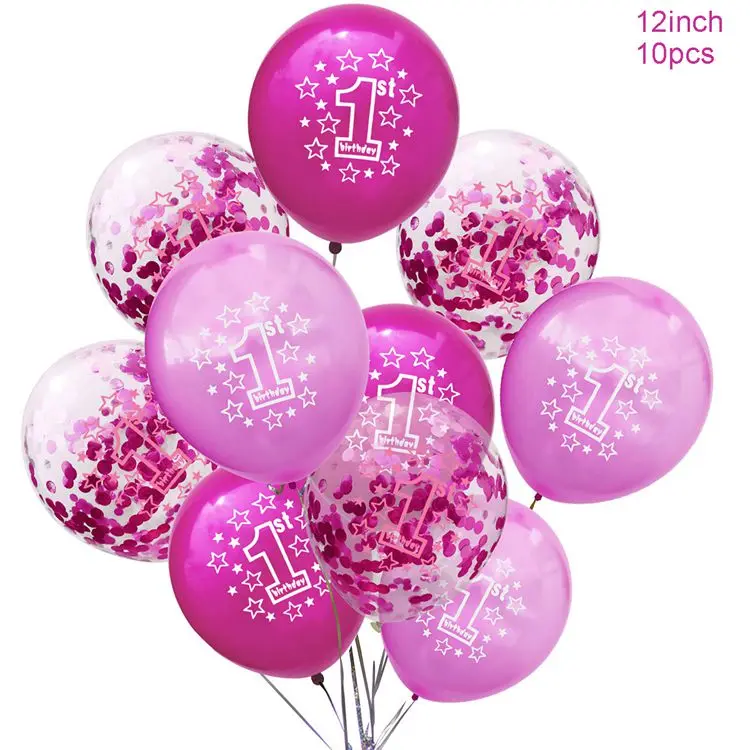 10pcs 1st pink LAPHIL Baby 1st Birthday баннер 12 месяцев фоторамка овсянка первый день рождения украшения мальчик девочка мой 1 Год Вечерние принадлежности синий - Цвет: 10pcs 1st pink