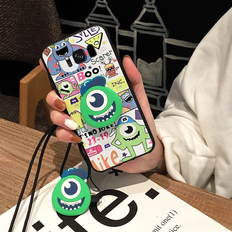 For Samsung note9/note8 case soft cartoon big eye cover for galaxy note5 cute A9star/A9s/A8s/A6s + 3D holder strap |
