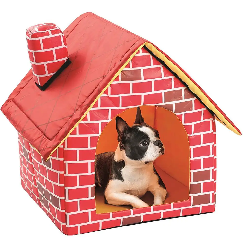 

Pet Dog Foldable House Shape Polyester Plaid Bed Mechanical Wash Comfortable House For Dogs Cats DB739