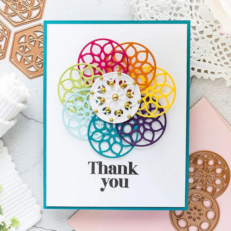 Крафтовая окраска Скрапбукинг полый слой рамка с цветами металла резки штампы