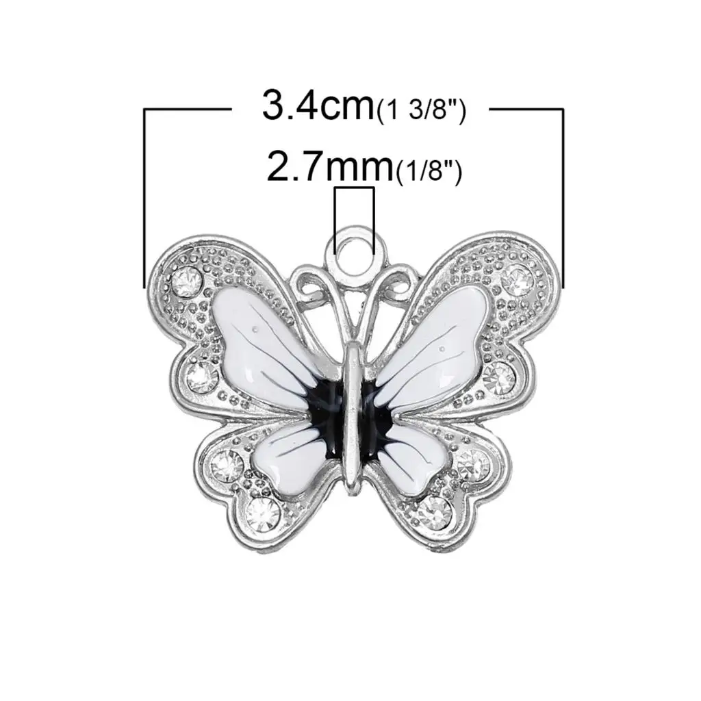 DoreenBeads Цинковый металлический сплав искусственная бабочка серебряного цвета