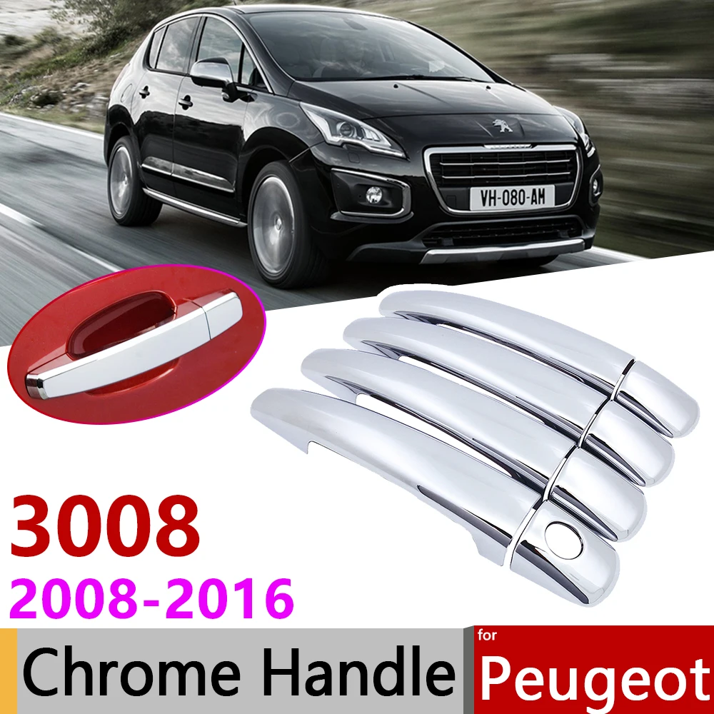 Хромированная накладка на дверную ручку для Peugeot 3008 2008 ~ 2016 автомобильные