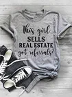 Эта девушка продает футболку для недвижимости Женская модная серая хлопковая Футболка со слоганом с коротким рукавом с буквенным принтом уличная Цитата футболки в эстетическом стиле