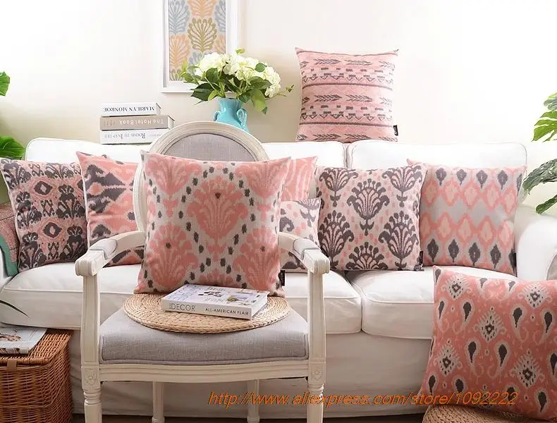 Nordic Decorative Pillows Pink Geometric Cushion Cover Home Decor Boho Throw Linen Pillowcase for Sofa Couch | Дом и сад