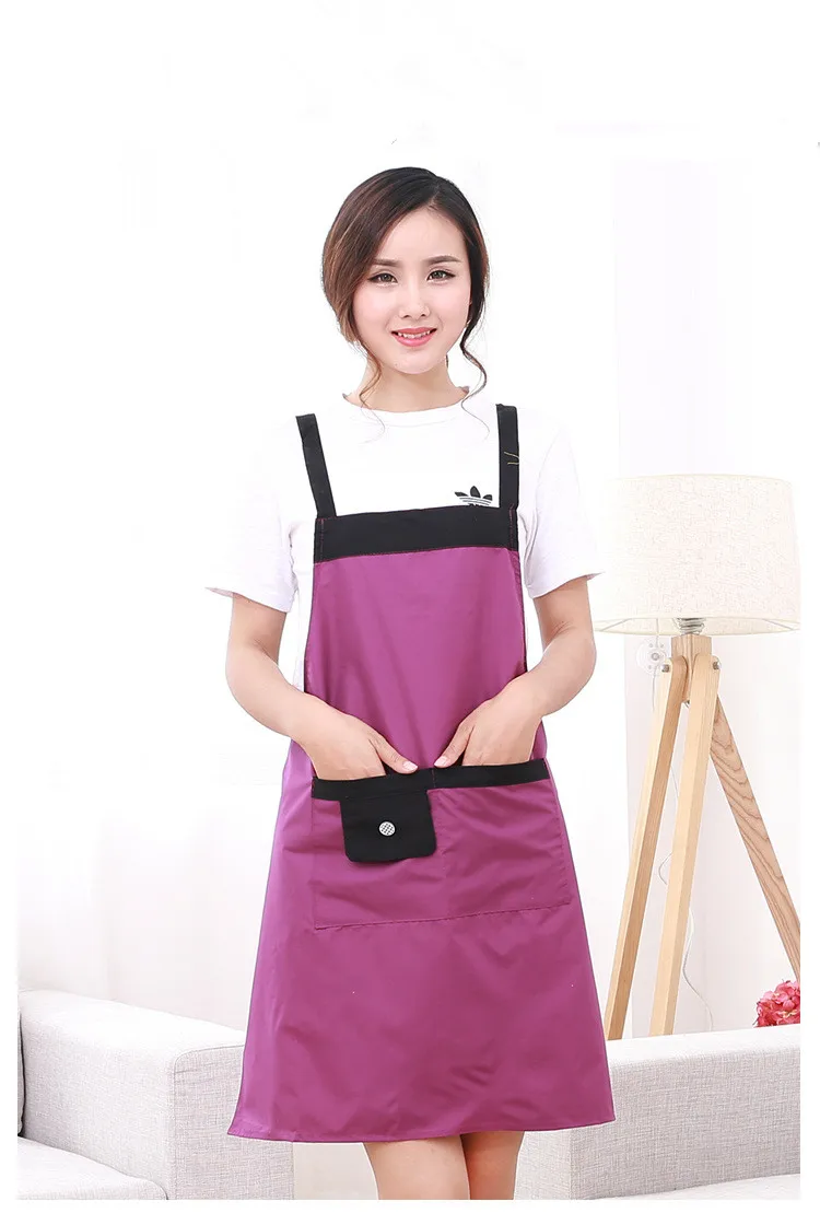 

1 шт., кухонный фартук для женщин, шеф-повара, официанта, кафе, магазина, барбекю, парикмахера, водонепроницаемые фартуки с покрытием, нагрудн...