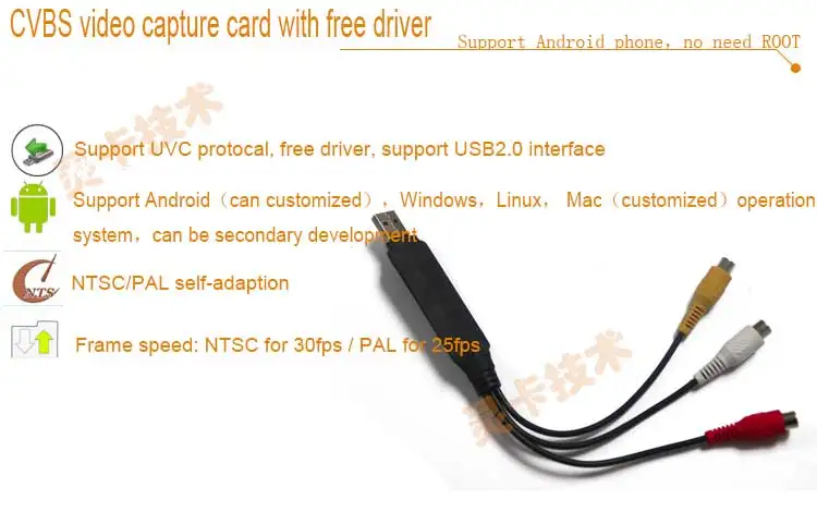 USB 1-Way Video Capture Acquisition card DVD DVR Free Driver USB Video Acquisition Card Android,Support Secondary Development