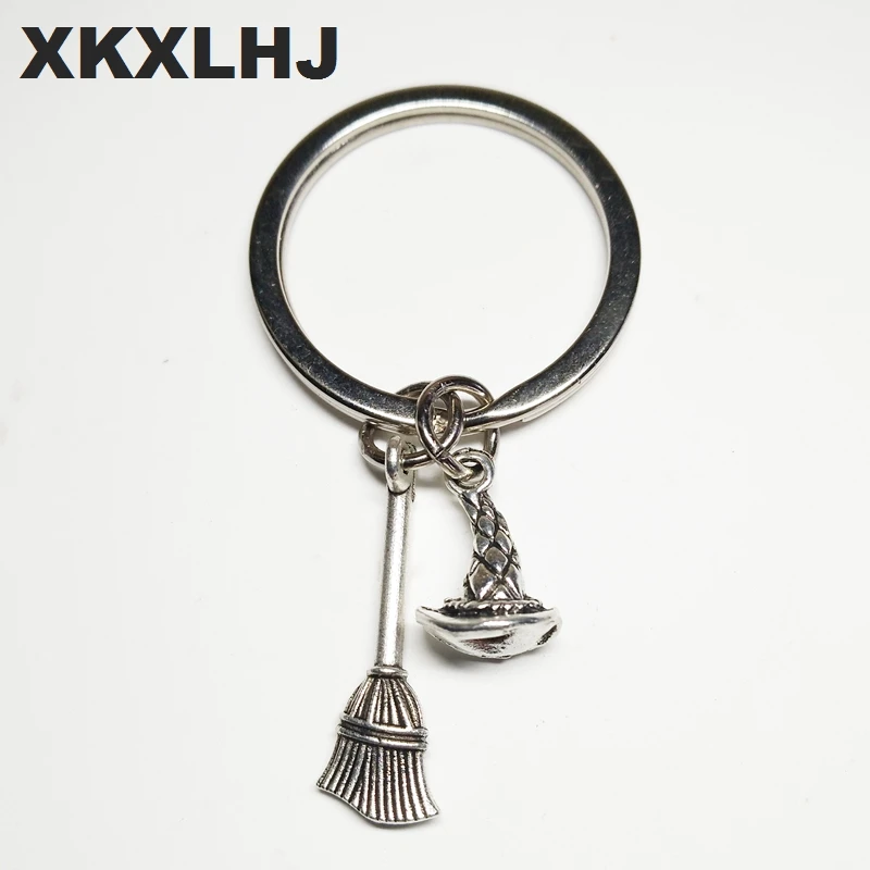

XKXLHJ 1PCS Fashion Jewelry Witch Hat and Broom Key Chain Witch Hat And Broom Glamour