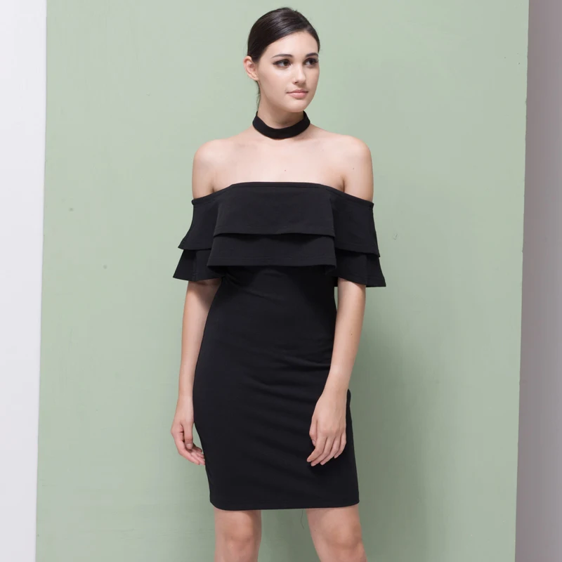 JuneLove летнее Новое Женское бандо с двойными оборками и открытыми плечами