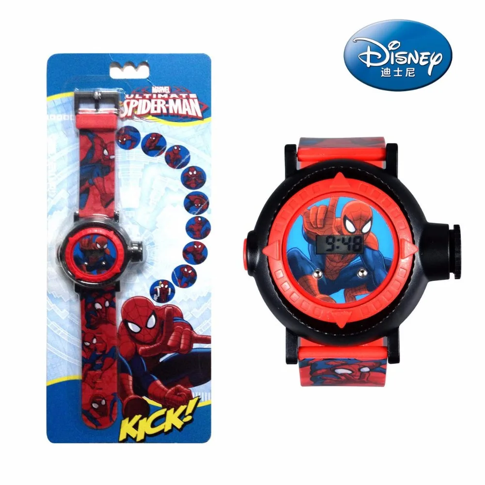 Оригинальные детские электронные часы Disney Marvel красивые проектор Человек паук