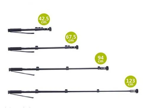 Алюминиевый телескопический ручной монопод 123 см с адаптером для штатива и