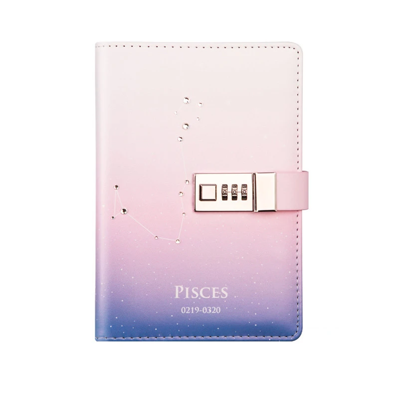 P-Pisces Kawaii B6 блокнот набор ПУ креативный милый Созвездие планировщик разделители кодовый замок записные книжки личный журнал дневник - Цвет: P-Pisces