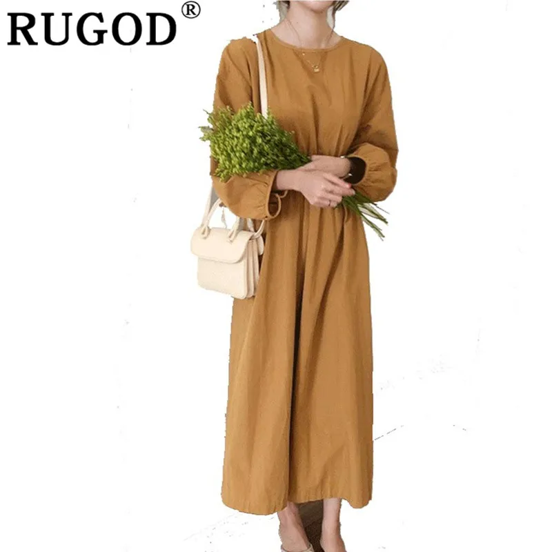 Женское длинное платье RUGOD зимнее теплое облегающее хлопковое с