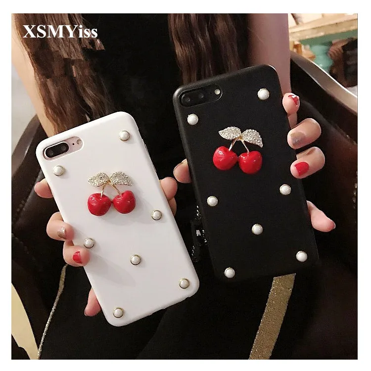 XSMYiss Алмазный Вишневый мягкий чехол для телефона из ТПУ iphone 11 Pro MAX 6 6S 7 8 Plus XR X XS Max