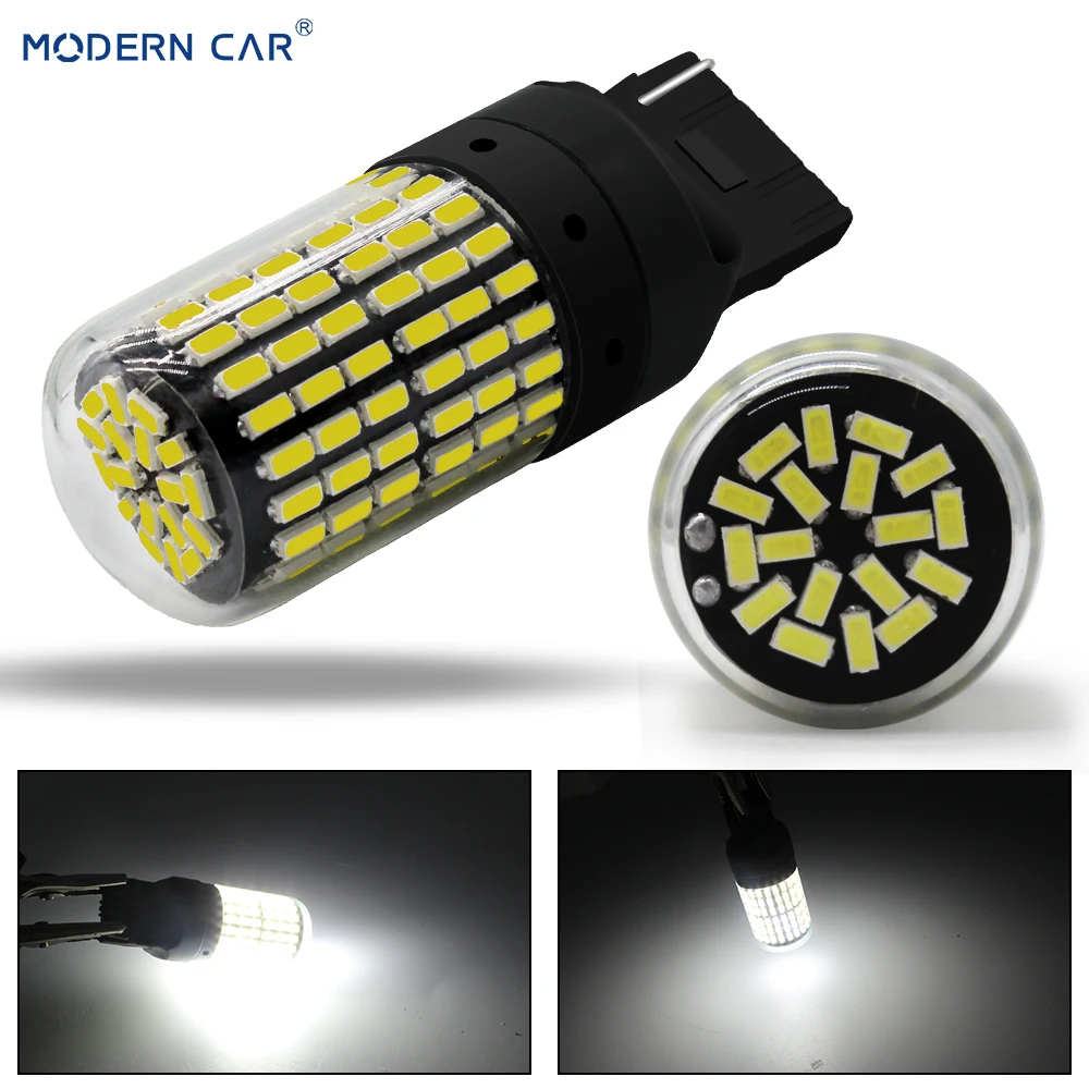 1 шт. светодиодный Автомобильные светодиодные лампы T20 7440 W21W 3014 144smd Canbus 1156