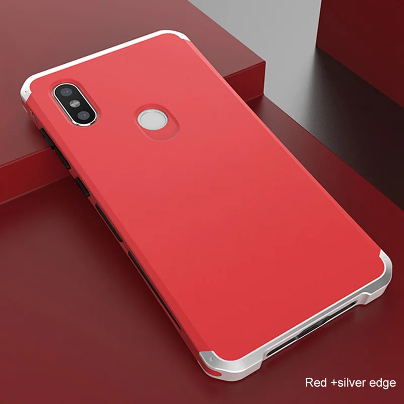 Ультра тонкий металлический чехол Ollivan для Xiao mi Red mi Note 7 6 5 Чехол алюминиевая металлическая рамка для Red mi Note 5 6 Pro mi X 2S Чехол-крышка - Цвет: Red Silver