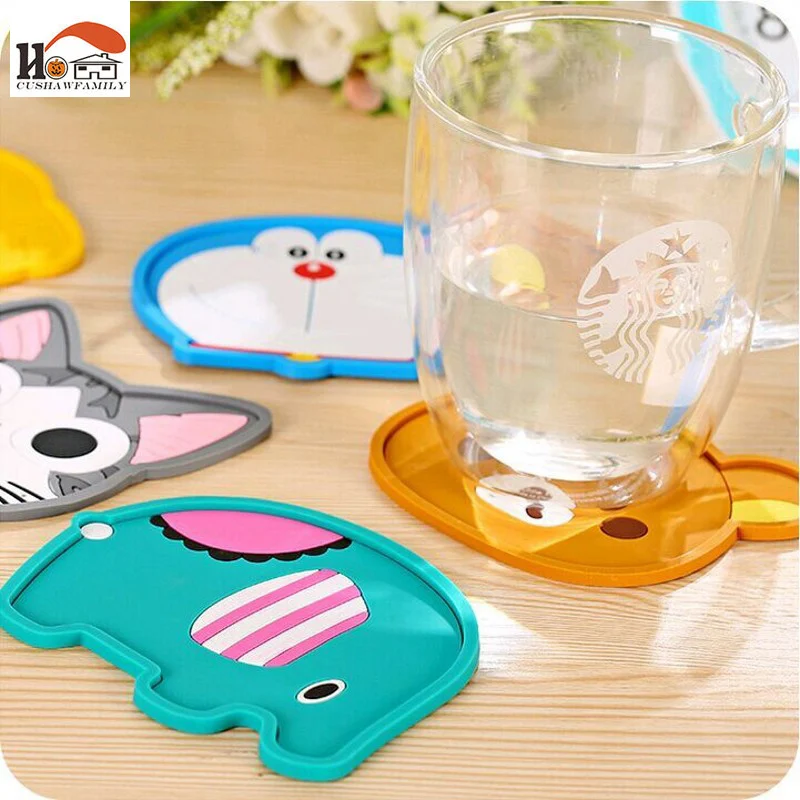 CUSHAWFAMILY Kawaii мультяшная Мягкая силиконовая кофейная подставка для напитков