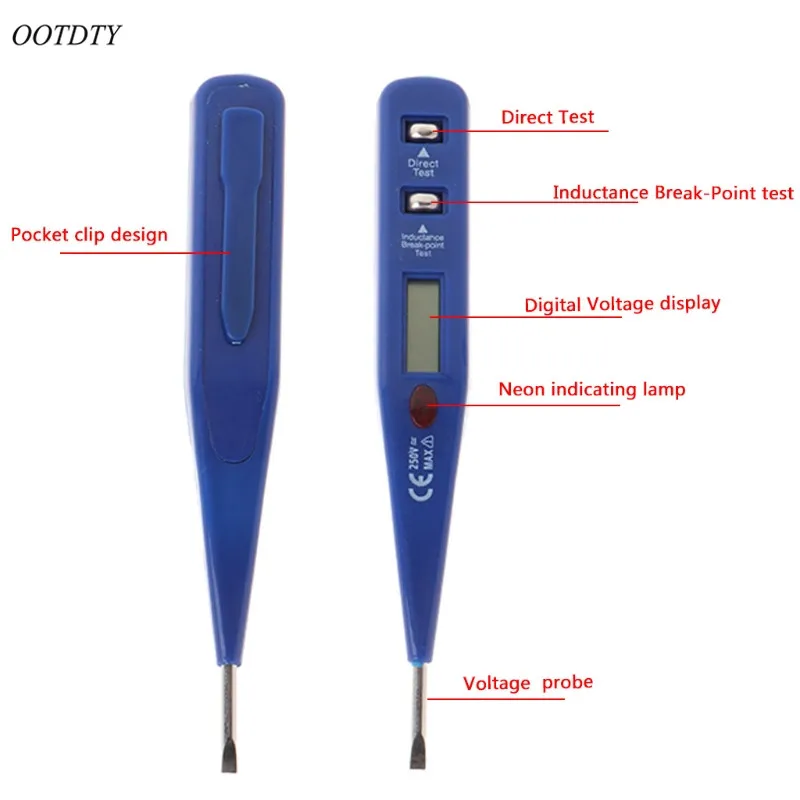 OOTDTY AC DC 12 250 В цифровой измеритель напряжения Электрический тестер Ручка детектор