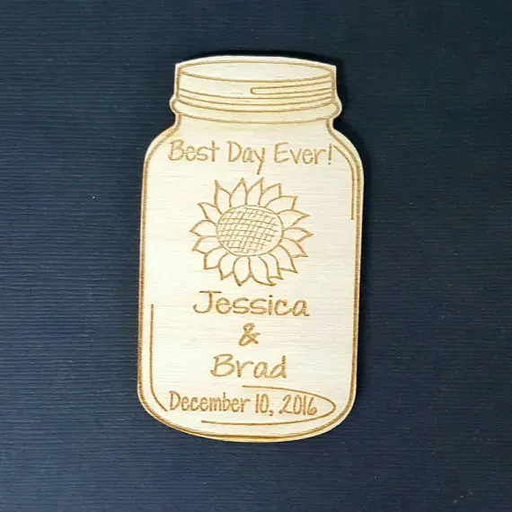 

personalized Mason Jar Wedding wooden Save the Date Magnets engagement party favors company gifts invites insert