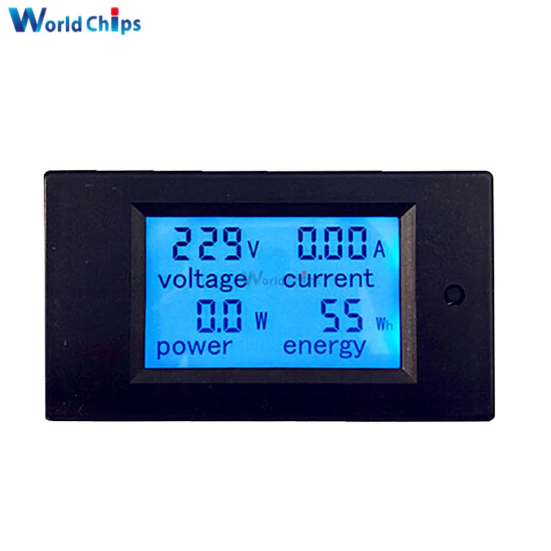 

Max 20A AC 80-260V Digital LCD Voltmeter Ammeter Panel Power Energy Meter Blue Backlight Dual Measuring AC Voltage Current