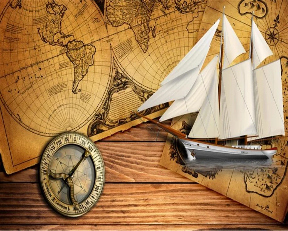wellyu Custom Wallpaper 3D World Map Sailing Living Room Bedroom sofa Background Wall Paintings papel de pared обои 3d wallpaper |
