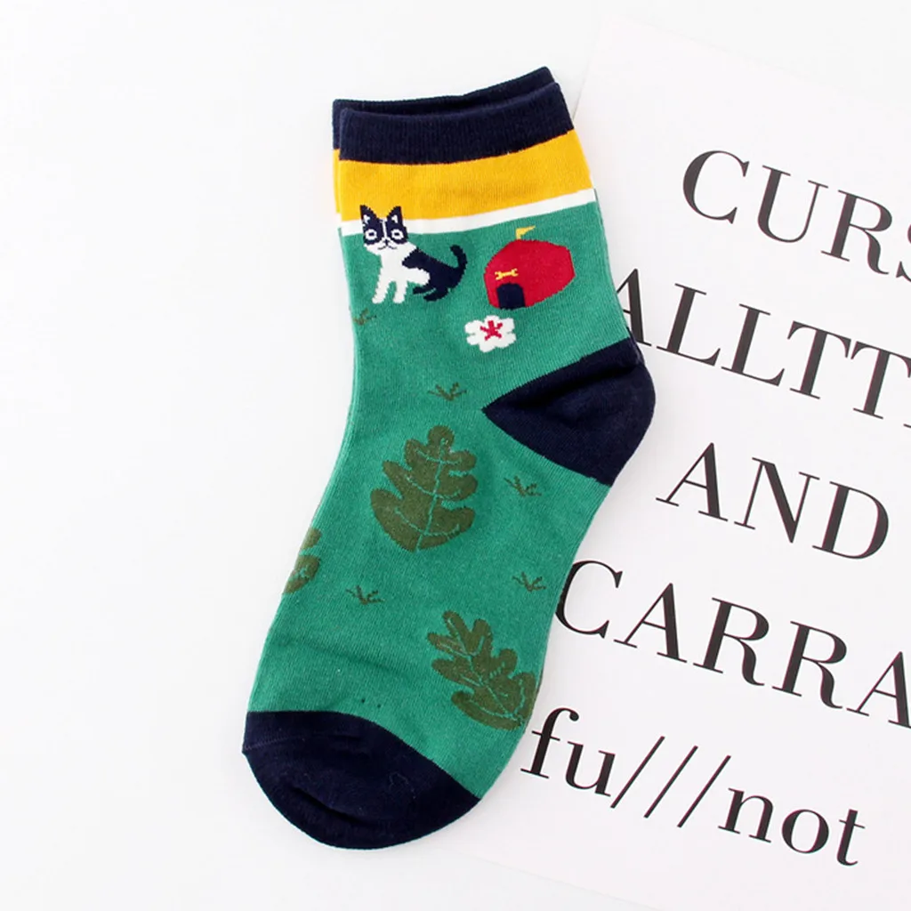 MAXIORILL Мультяшные счастливые носки женские носки короткие женские носки calcetines mujer divertido напечатанные kawaii милые носки средней длины набор#4