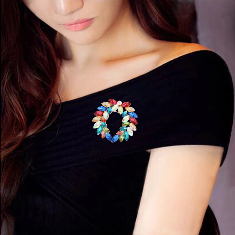 B625 австрийская Хрустальная брошь золотого и серебряного цвета ювелирные изделия