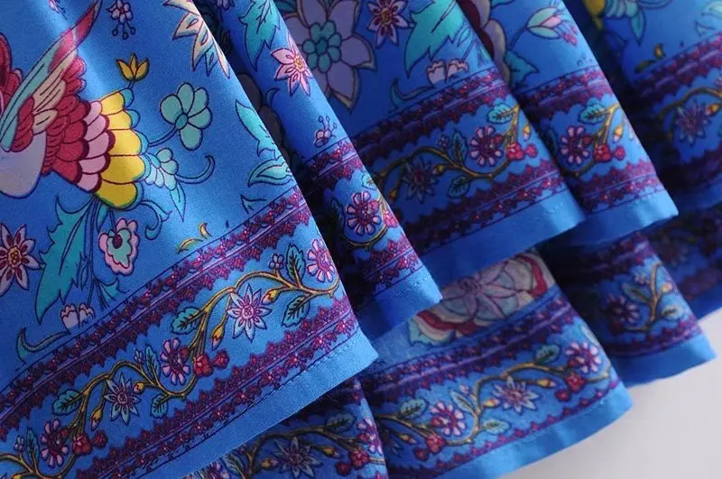 Богемное шикарное женское пляжное мини-платье с глубоким v-образным вырезом и цветочным принтом павлина, женские платья с коротким рукавом из вискозы в стиле бохо vestidos