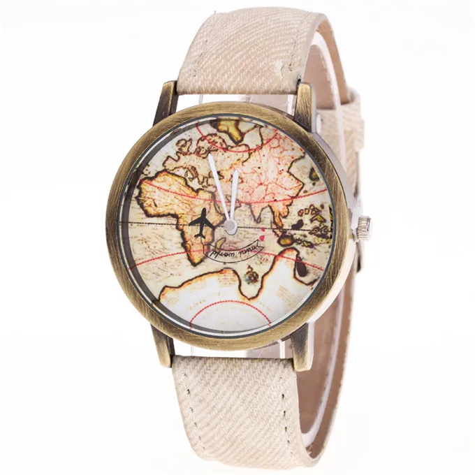 Топ Бренд роскошные часы montre femme 2018 Relogio модные женские карта мира ковбойский